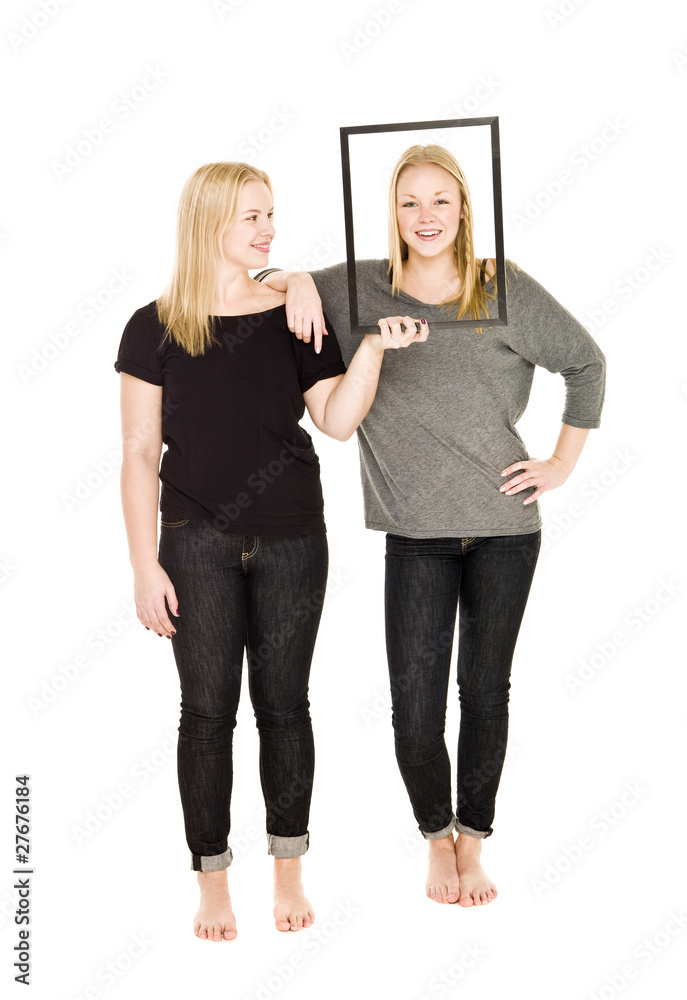 Obraz premium Two girls and a frame