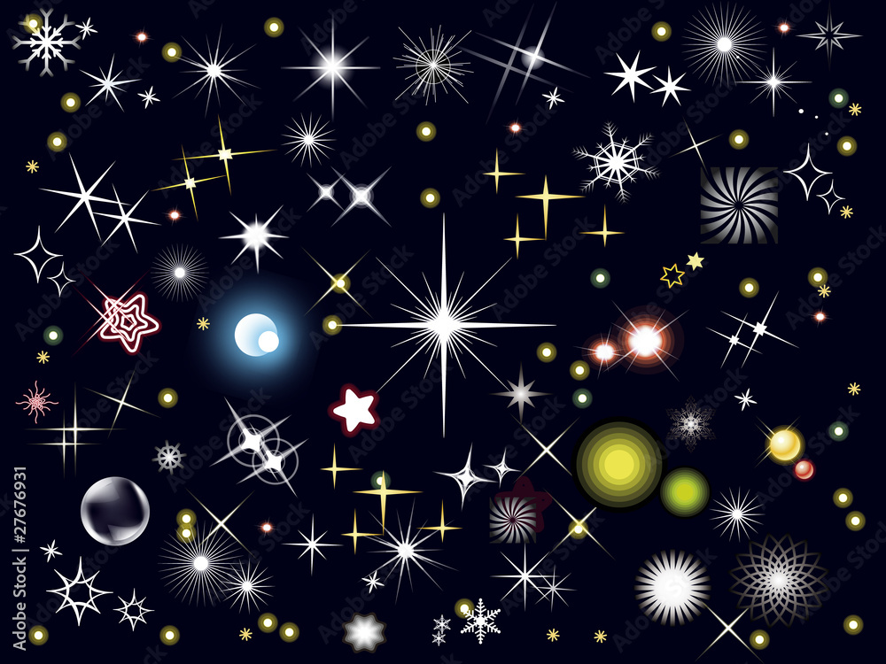 Fototapeta premium assortimento di stelle e lucine su sfondo nero