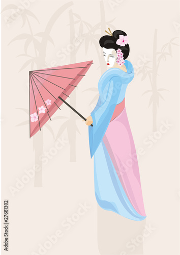 geisha with umbrella