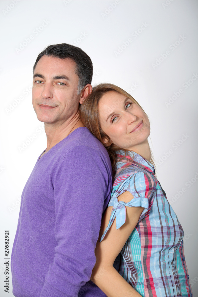 In loved couple on white background In loved couple on white background