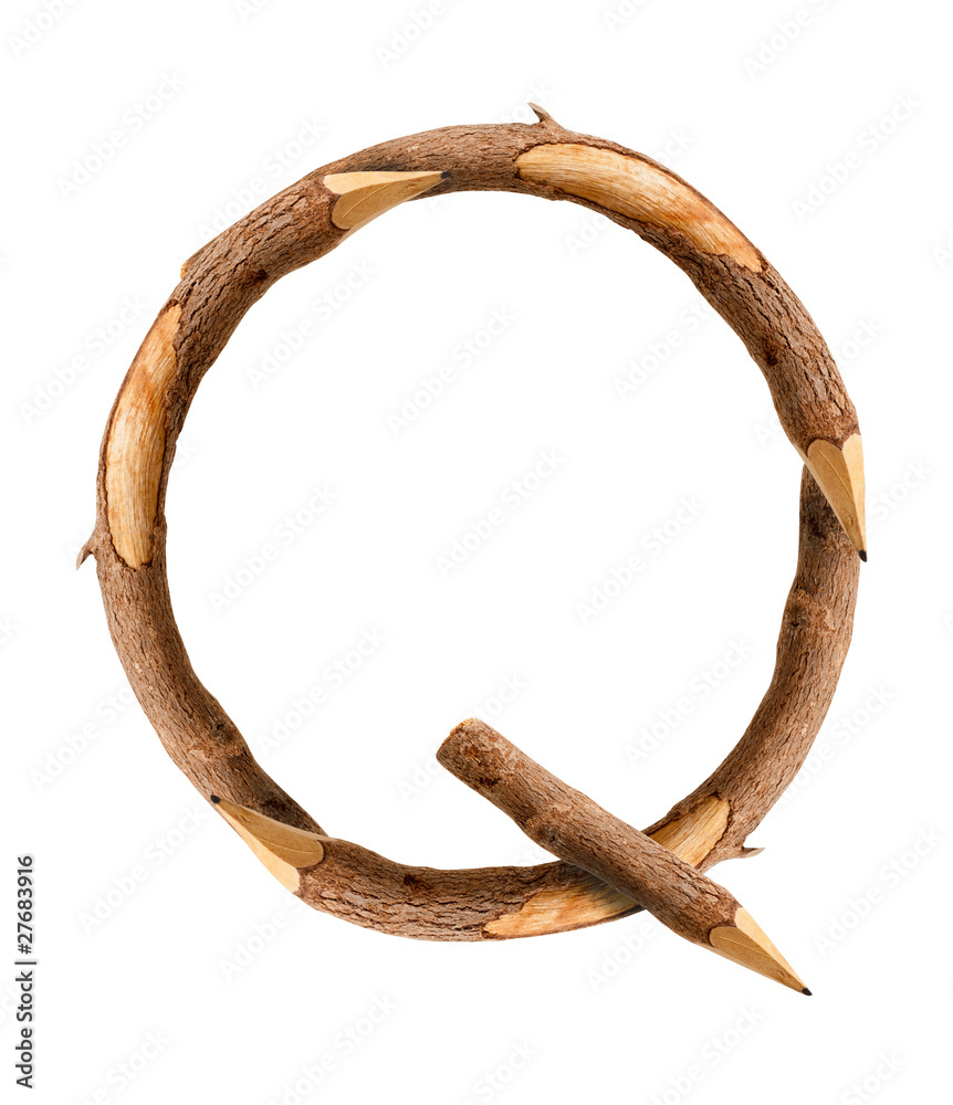 Pencil wood, letter Q Pencil wood, letter Q