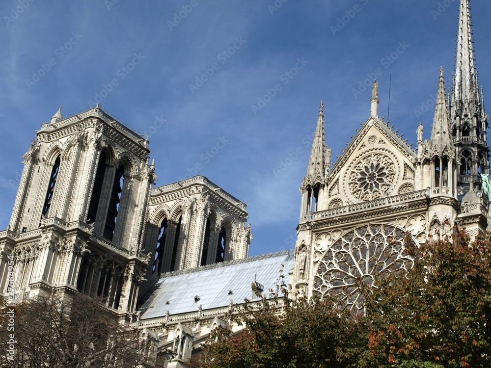 Obraz premium notre dame vor blauem himmel