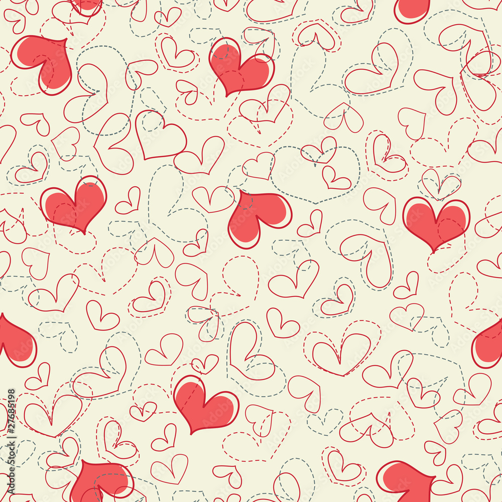 Cute hearts seamless background
