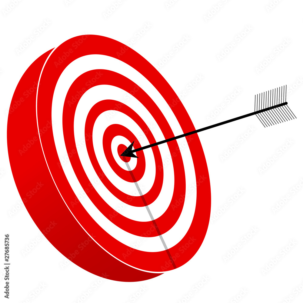 Vector red and white target board with arrow