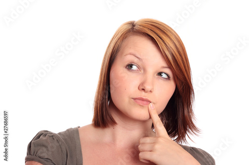 Pretty using woman in thought