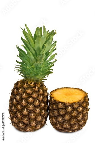 cutted pineapple isolated on a white background