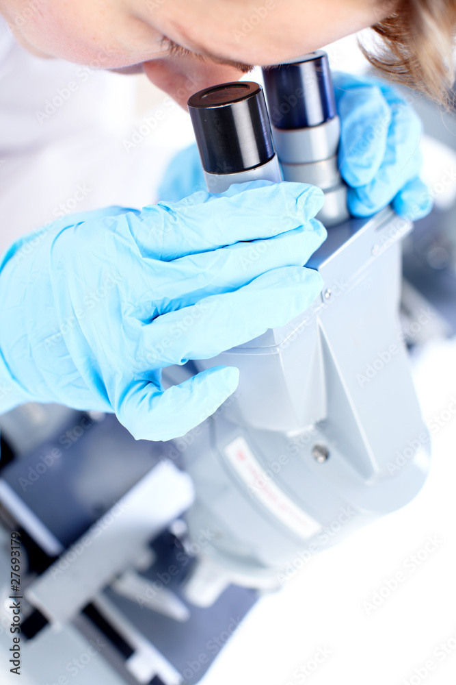 Woman with microscope Woman with microscope