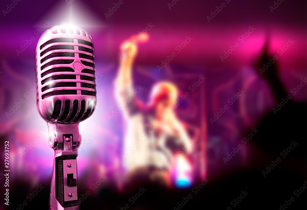 fondo de musica con microfono y concierto Stock Illustration | Adobe Stock