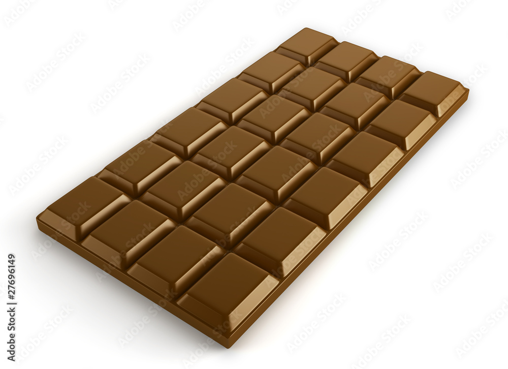 Tablette de chocolat au lait sur fond blanc 1 Tablette de chocolat au lait sur fond blanc 1