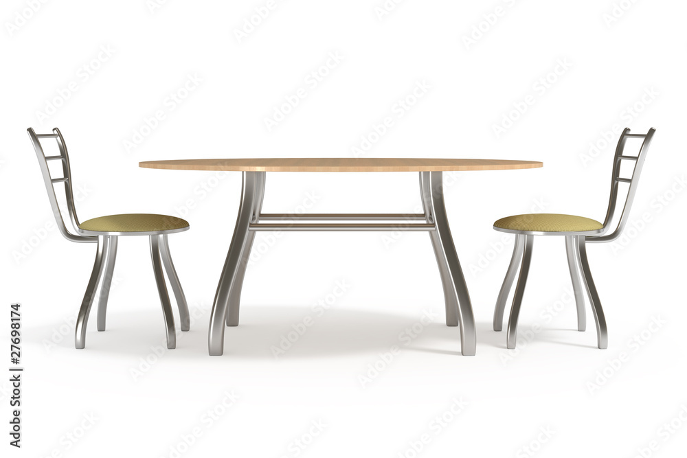 Table and chairs, isolated on white, with clipping path Table and chairs, isolated on white, with clipping path