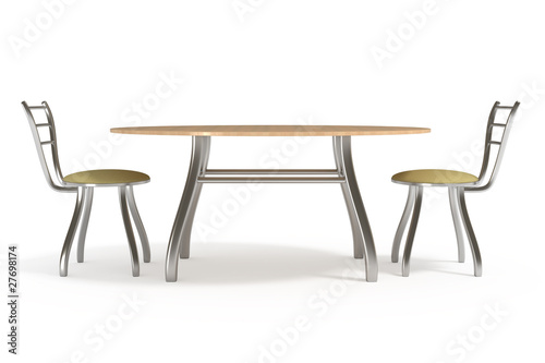 Table and chairs  isolated on white  with clipping path