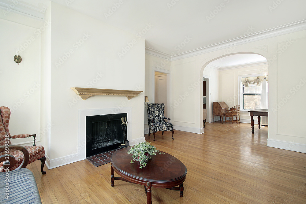 Fototapeta premium Living room with fireplace