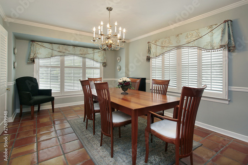 Dining room with spanish floor tiles