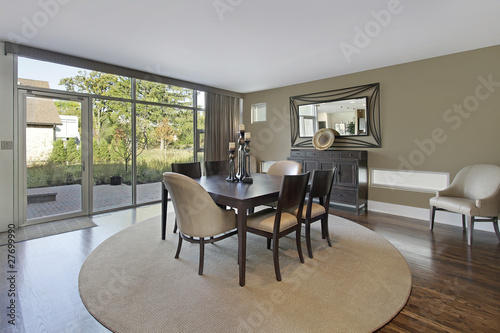 Dining room with patio view