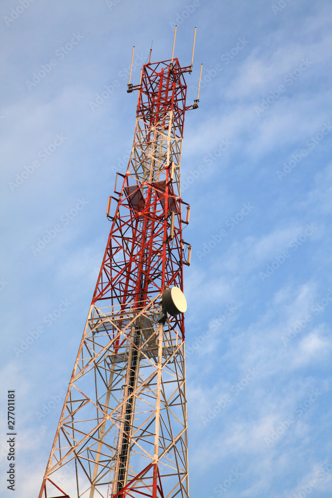 Telecommunication Radio antenna Tower with blue sky Telecommunication Radio antenna Tower with blue sky