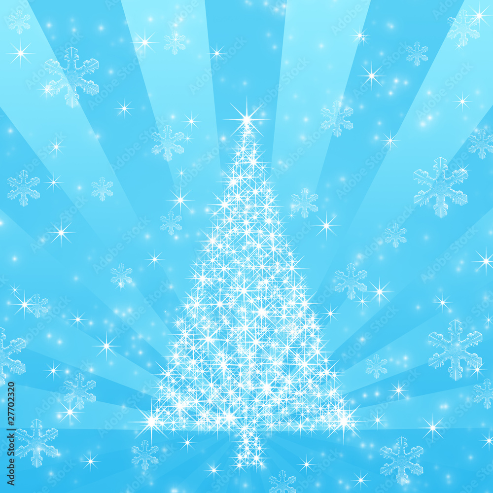 Blue Christmas Tree with Snowflake background Blue Christmas Tree with Snowflake background