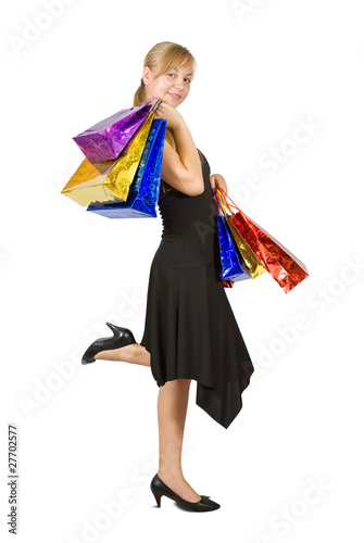 girl with shopping bags.
