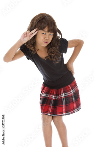 cute girl saluting