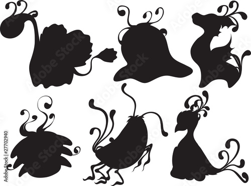silhouettes of monsters