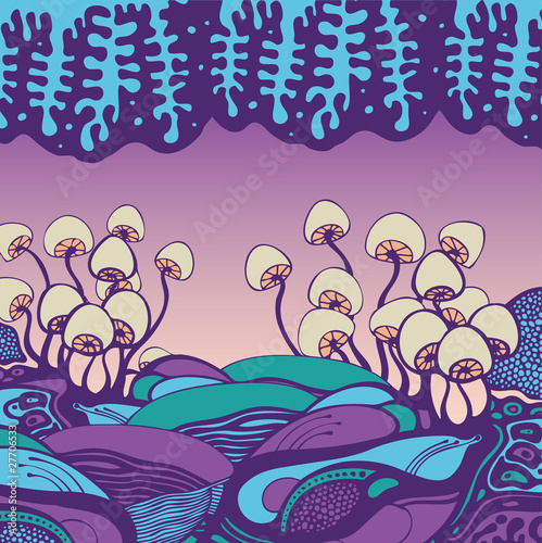 abstract  background with mushrooms. color vector illustration.