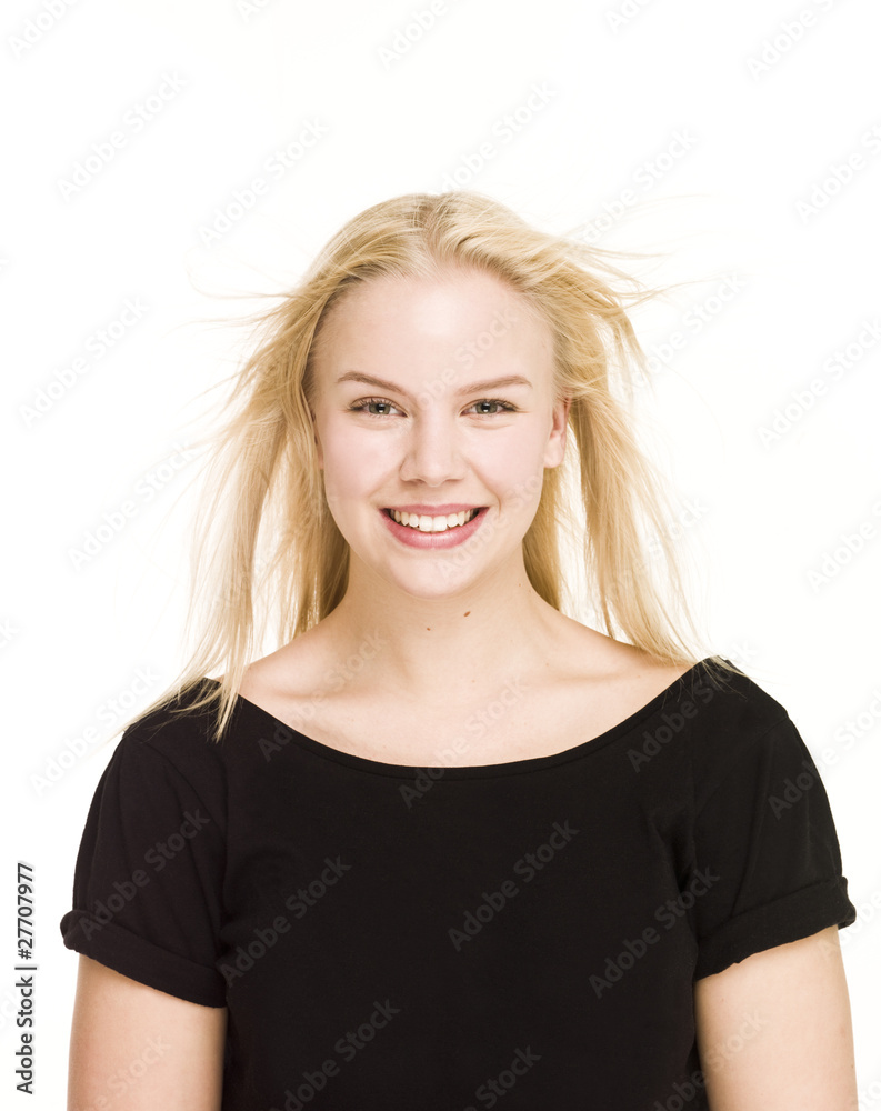 Girl with windy hair