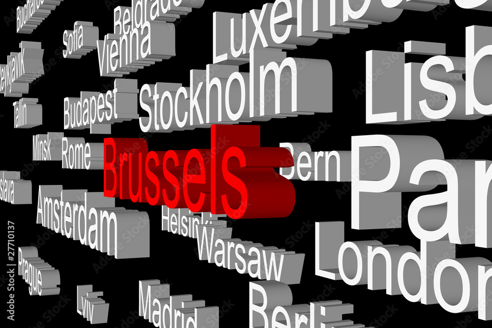 Capitals of European states as a 3D subtitles Capitals of European states as a 3D subtitles