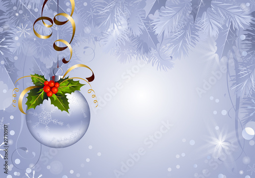 gray christmas backdrop with own ball