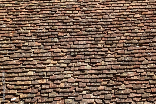 square roof tiles plain clay pattern weathered
