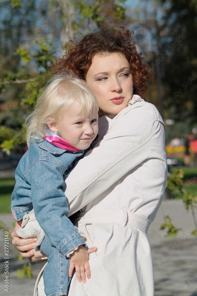 Portrait of the little girl and mum Portrait of the little girl and mum