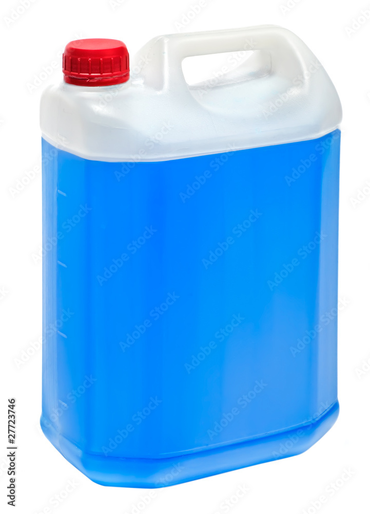 Big rectangular volume with blue liquid isolated on white