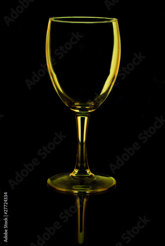 transparent empty wine glass on black