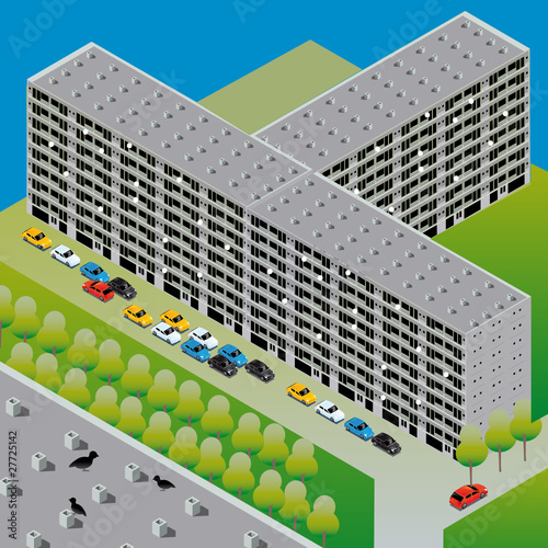 Tours de Cité en Banlieue HLM 3D Vector