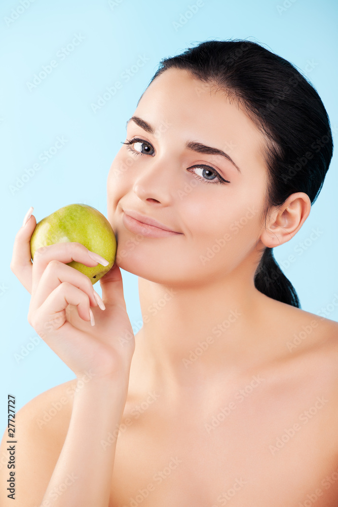 lovely woman with apple lovely woman with apple