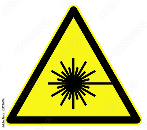 Symbol for Laser warning sign on yellow triangle