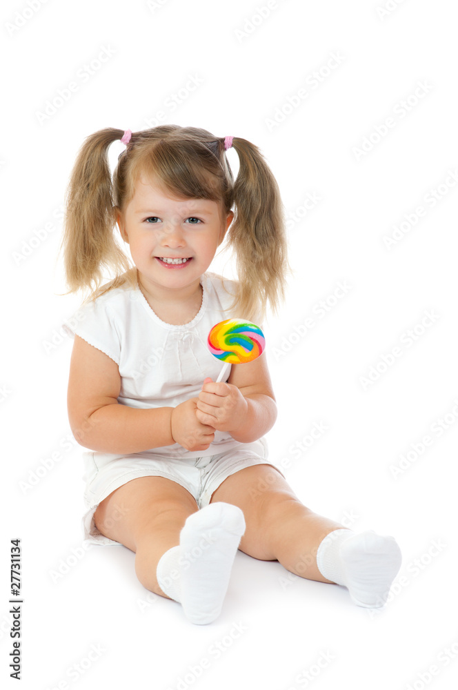 Small smiling girl with lollipop Small smiling girl with lollipop