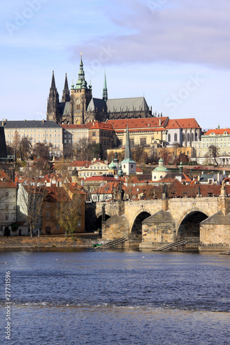 View on the Prague gothic Castle with the Charles Bridge