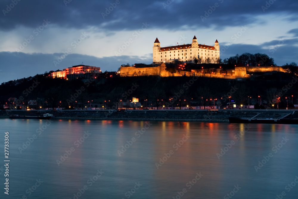 Bratislava castle at dusk