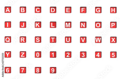 Würfel-Alphabet Rot
