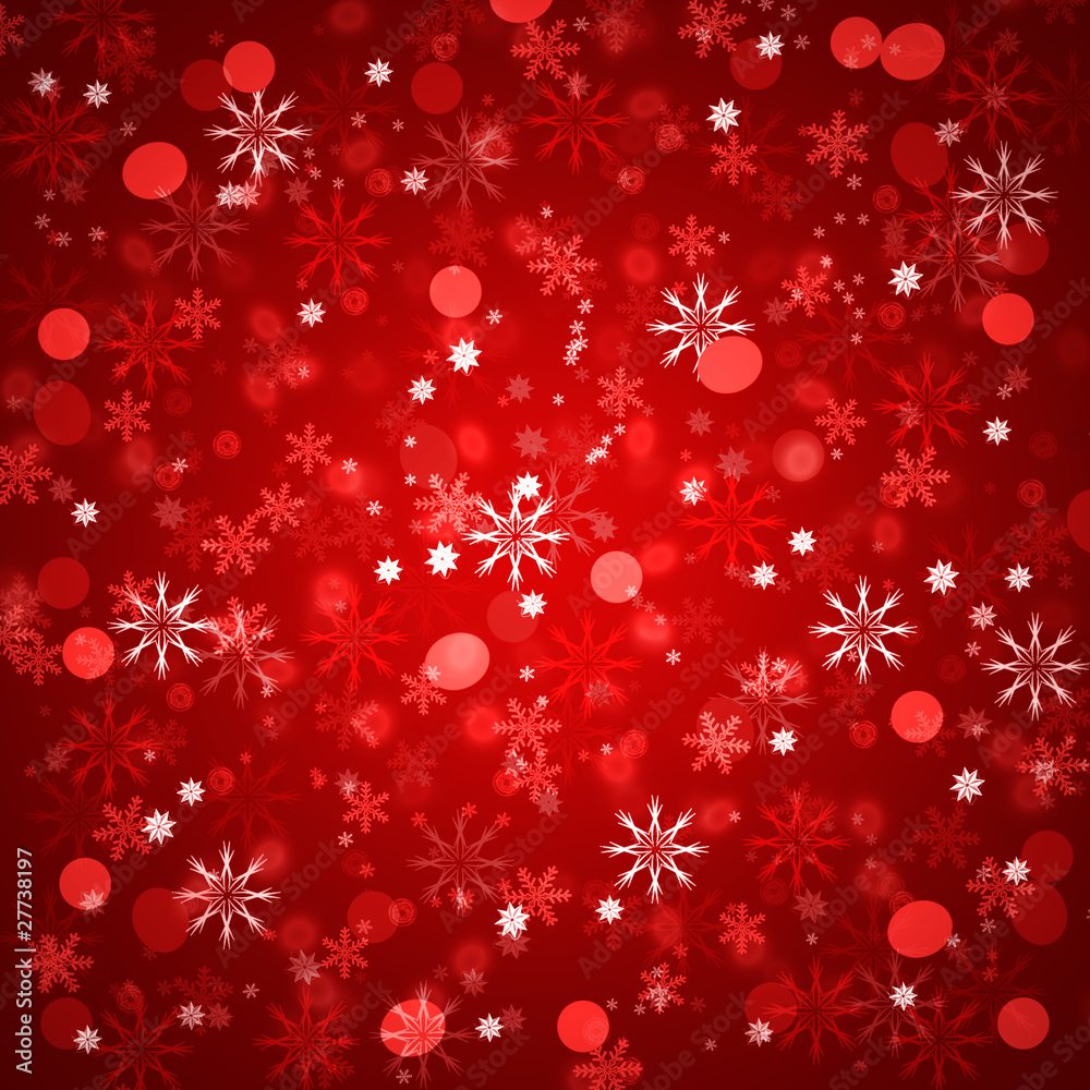 Red abstract christmas background with snowflakes