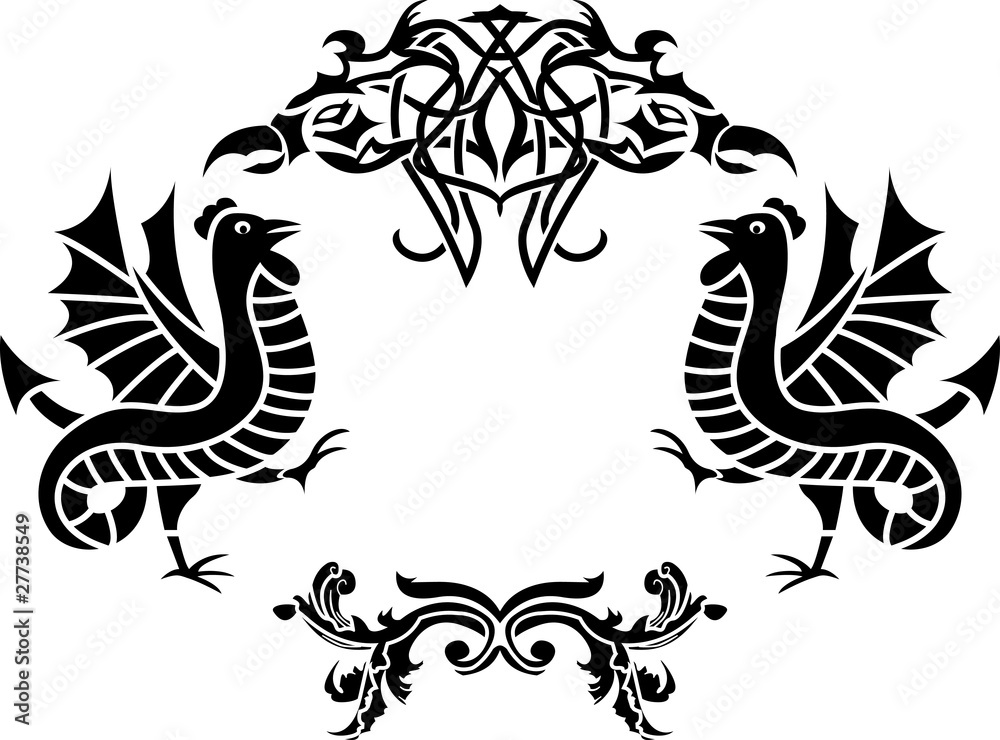 Fantasy framework second variant, with basilisks, stencil Fantasy framework second variant, with basilisks, stencil