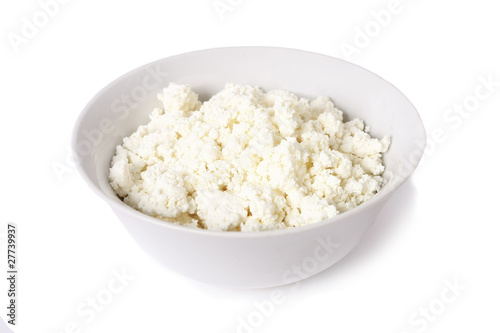 Bowl with Curd on white background