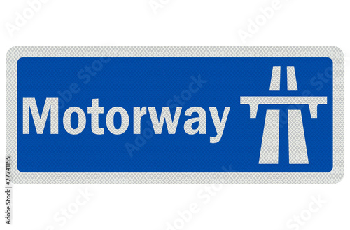 Photo realistic detailed 'motorway' sign, isolated on white photo