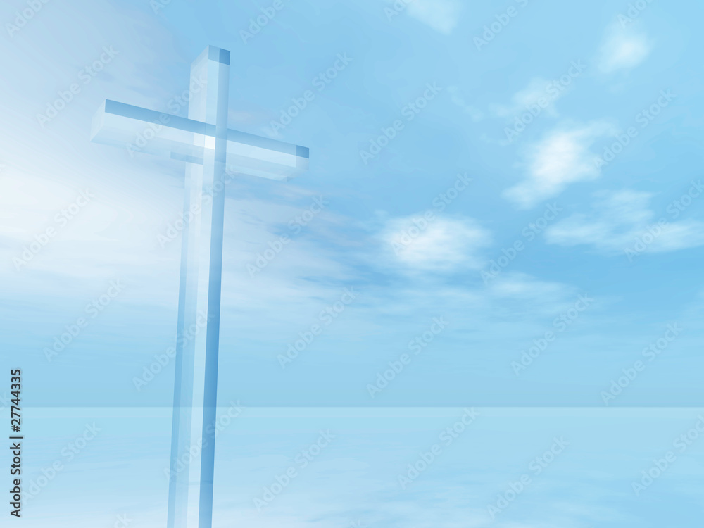High resolution Christian cross over a beautiful sky