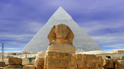 The Great Sphinx of Giza over sky (seamless loop)