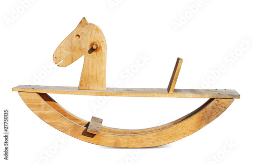 Wooden rocking horse isolated. Clipping path included.