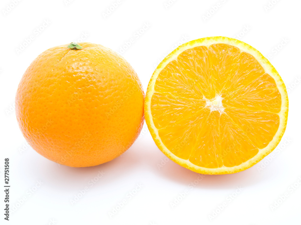 Ripe orange fruits isolated on white background Ripe orange fruits isolated on white background