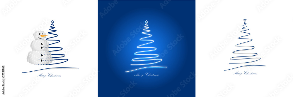 three christmas cards /blue three christmas cards /blue