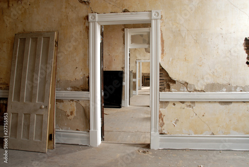 Grungy old building open doors