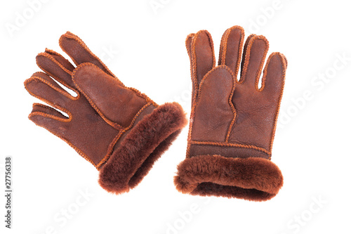 Leather gloves with a white background