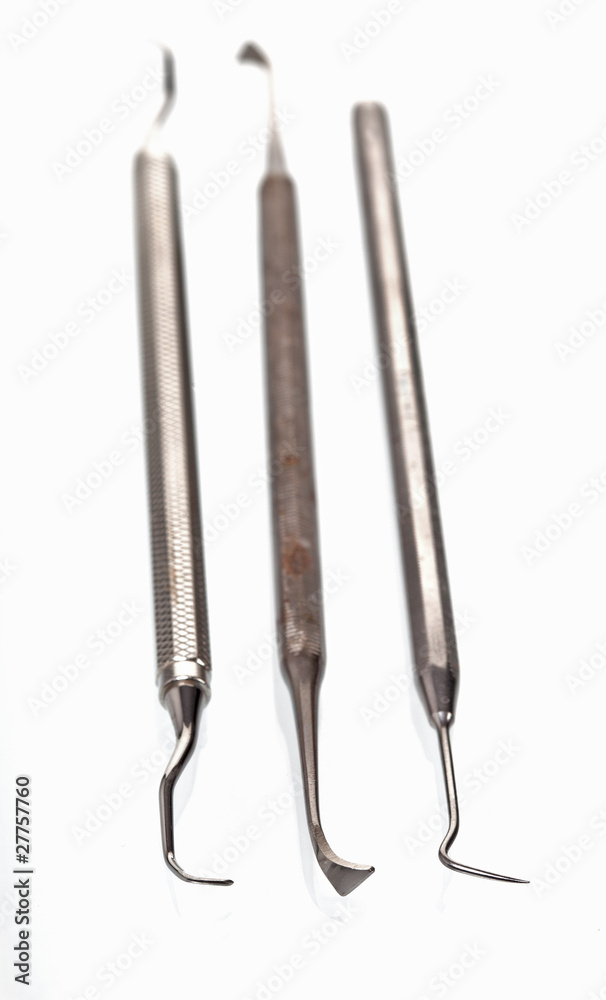 Set of metal medical equipment tools for teeth dental care Set of metal medical equipment tools for teeth dental care